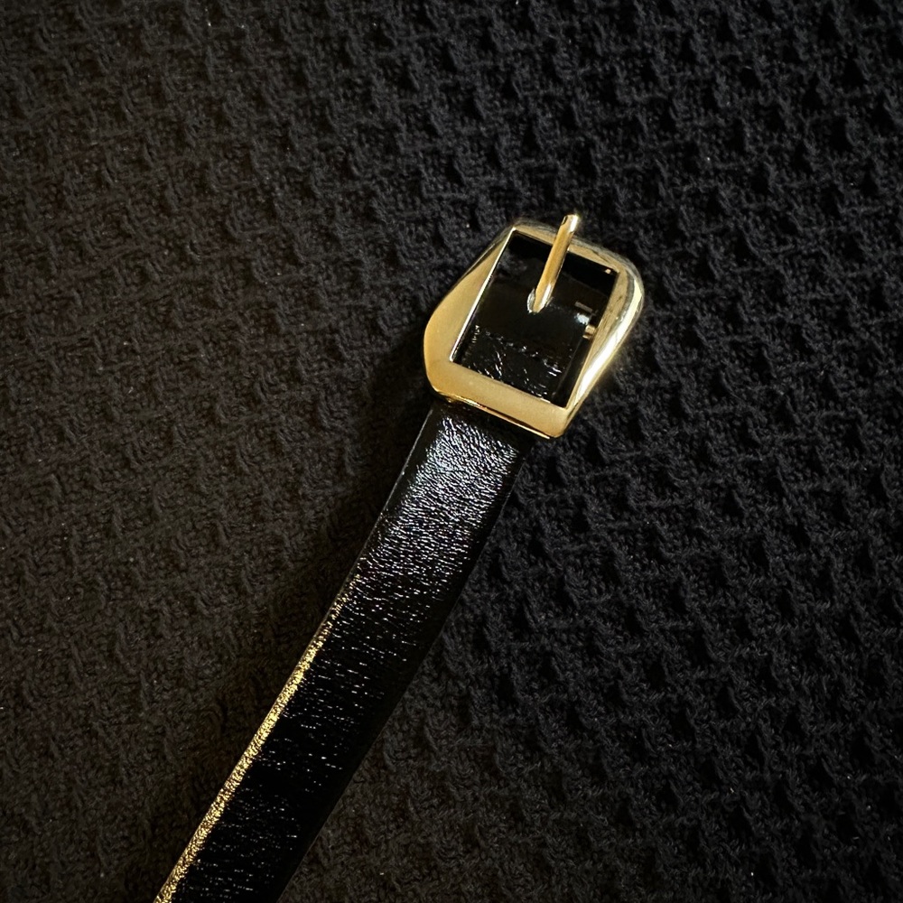 NWT Womens Zara Black Leather Belt with Gold Buckle size S/80